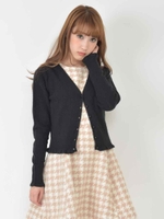 フリルニットカーディガン/ブラック