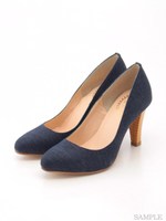 【R&E】低反発インソールアーモンドトゥ太ヒールパンプス/ベージュ