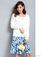 ウォーターカラーフレアスカート/ブルー