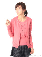 カシミヤタッチインナー刺繍E/S/チェリーピンク