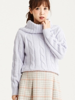 ケーブルオフタートル/カーキグリーン