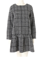 ツイード裾フレアワンピース/ブラック