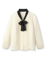 ボウタイつきジョーゼットブラウス/ベビーピンク(071)