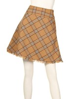 裾フリンジチェックスカート/ベージュ