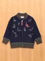 ★衿リブ付きジップアップ恐竜PT付き/ネイビー