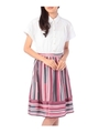 ストライプ切り替えシャツワンピース/レッド(362)