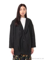 ダブルフェイスブロックチェックフードコート/キャメル