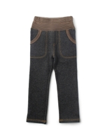 細ボーダーリブ切り替えカットソーパンツ/ブラック(019)