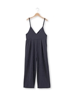 ストライプワイドサロペット/ブラック(019)