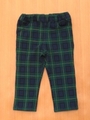 ストレッチ裏毛チェックフル丈スリムパンツ/グリーン