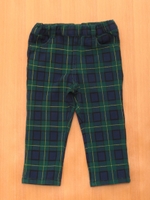 ストレッチ裏毛チェックフル丈スリムパンツ/グリーン