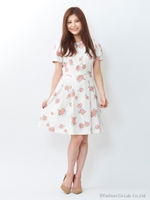 ダブルクロスプリントワンピース/ネイビー