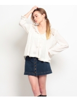 デニムボタンダウンスカート/ライトブルー(091)