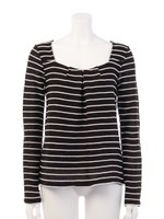 ボーダーニットソーフレアTOP/BLK