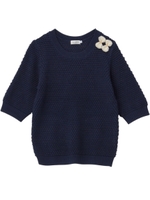 リボンつきTTヤーン五分袖ニット/ネイビー(093)