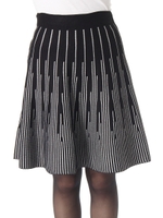 柄ニットフレアスカート/ネイビー