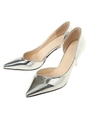メタリックシルバーポインテッドトゥパンプス/シルバー