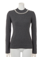 パール調リブニット/ブルー