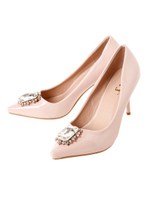 ビジュー付きエナメルパンプス/ベビーピンク