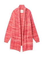 ミックスカラーロングニットカーディガン/レッド系(467)