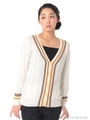 【OUTLET】ライン入りカレッジニットカーディガン/オフホワイト
