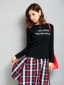 ロゴ刺繍ロンT/ブラック