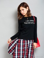 ロゴ刺繍ロンT/ブラック