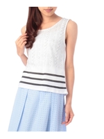 配色ラインフェイクプリントタンクトップ/ブルー(592)