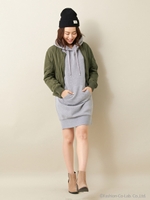 【1/14 ヒルナンデスご紹介商品】L85裏毛起毛パーカー/チュニック/カーキ