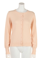 Uネックカシミヤ混ニットカーディガン/PNK