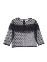 [LAVENDER LINE]dotttulle frill blouse/black