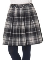 チェックシャギータックスカート/Black