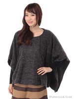 ブークレニットポンチョジャケット/キャメル