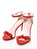 リボンフラットストラップサンダル/ブラック