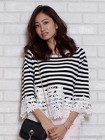 裾レース刺繍プルオーバー/ミント