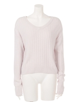 サイドリブVネックプルオーバー/カーキ