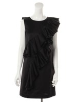 サテンフリルノースリワンピース/ブラック