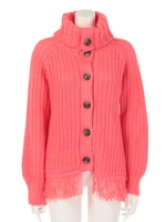 タートル フリンジ ニット カーディガン/O/WHT