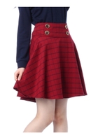 ダブルボタンチェックスカート/ボルドー(264)