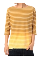 ボーダーグラデーション五分袖カットソー/イエロー系(032)