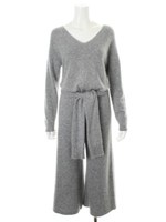 アンゴラ混Ｖネックガウチョオールインワン　ｂｙ　Ｋａｏｒｉ　Ｉｓｅｋｉ【冬カタログ掲載】/ライトグレー