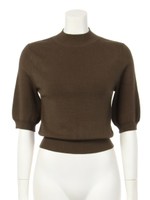 ハイネック五分袖ニット/KHAKI