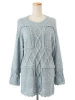 フラワシシュウーニットチュニック/オレンジ