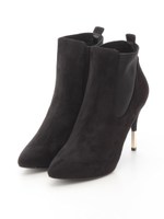 【R&E】ポイントメタルヒールサイドゴアショートブーツ/ブラックスエード