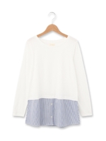 シャツレイヤード風カットソー/ホワイト(502)