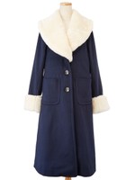 ファーツキロングコート/ネイビー