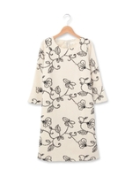 フラワー刺しゅうサックワンピース/ライトベージュ(051)