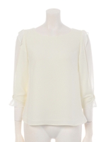 袖リボンジョーゼットブラウス(追加生産/ホワイト)/ホワイト