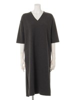 【LATINA】リブ両サイドスリットワンピース/BK