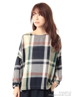 コットンリヨセルビックチェックブラウス/ピンク